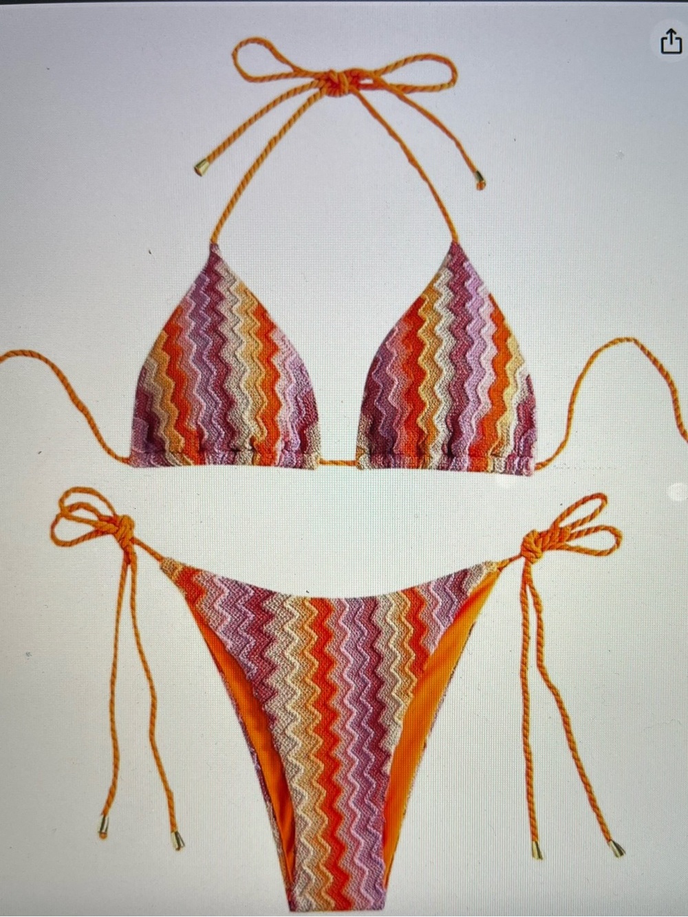 ZAFUL Women’s Orange Multi Zigzag String Bikini